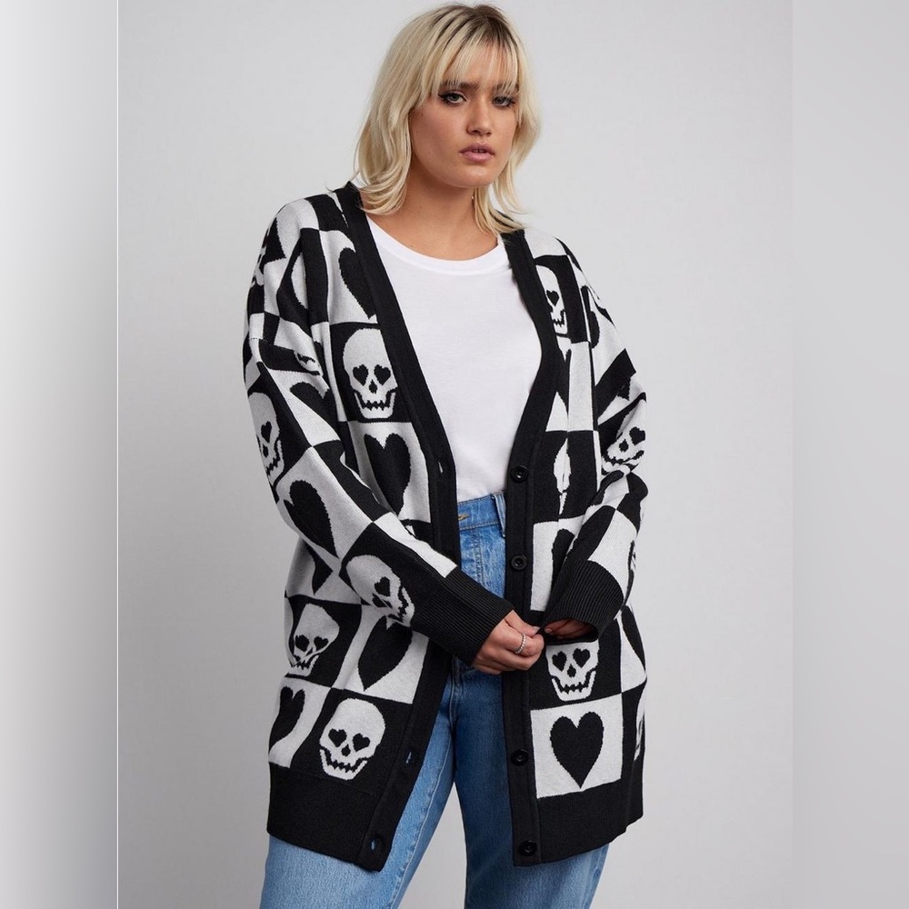 Torrid Jacquard Boyfriend Cardigan Button Front Sweater